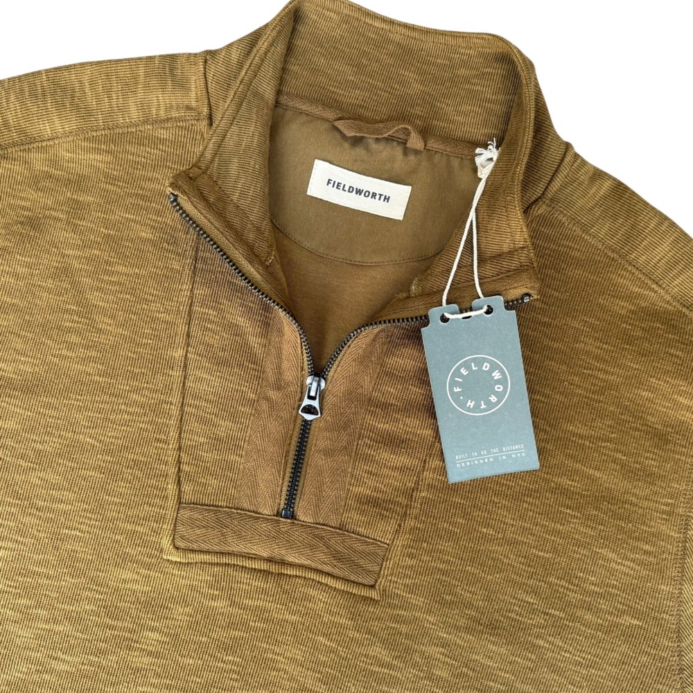 Fieldworth NWT Mens Stacked Rib Quarter Zip Pullover Sweatshirt Size L cabincore